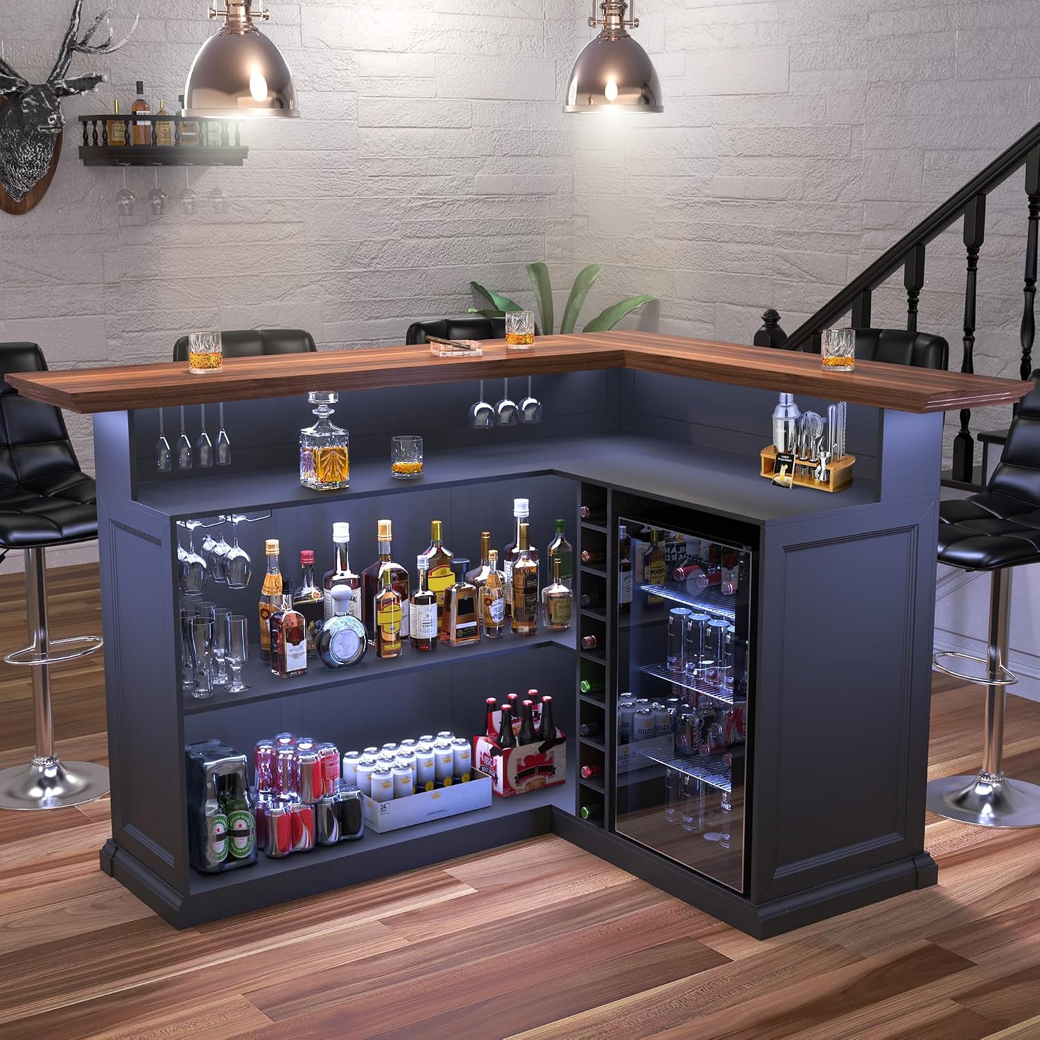Mueble Bar en Forma de L con E - Home Bar Lounge reseña y precio